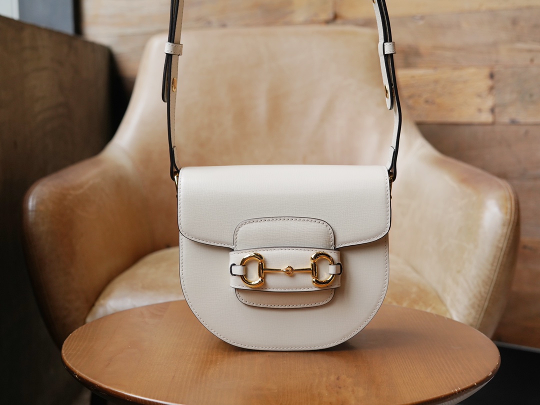 Mini sac rond Gucci Horsebit 1955 760191 (White)
