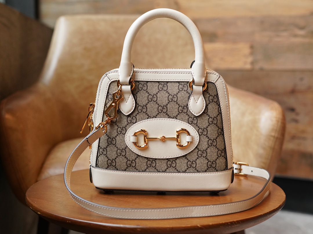 Túi Xách Nữ Mini Gucci Horsebit 1955 640716 Logo Trắng