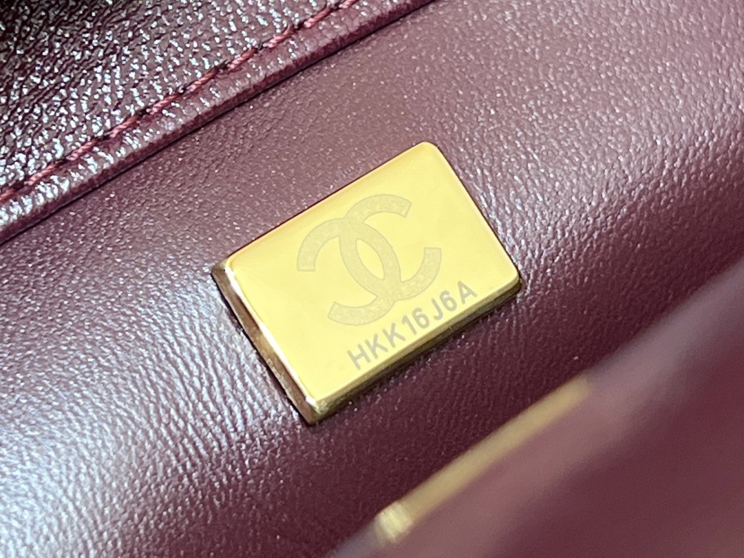 Túi Xách Chanel 24B Mini Flap with Top Handle Màu Đỏ Đô AS5032 