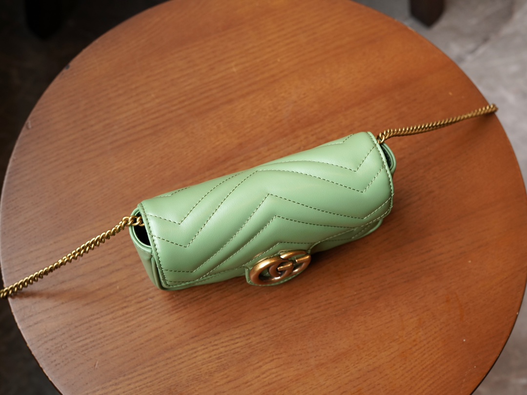 Túi Xách Nữ Sac Super Mini GG Marmont 476433 Màu Xanh Lá 