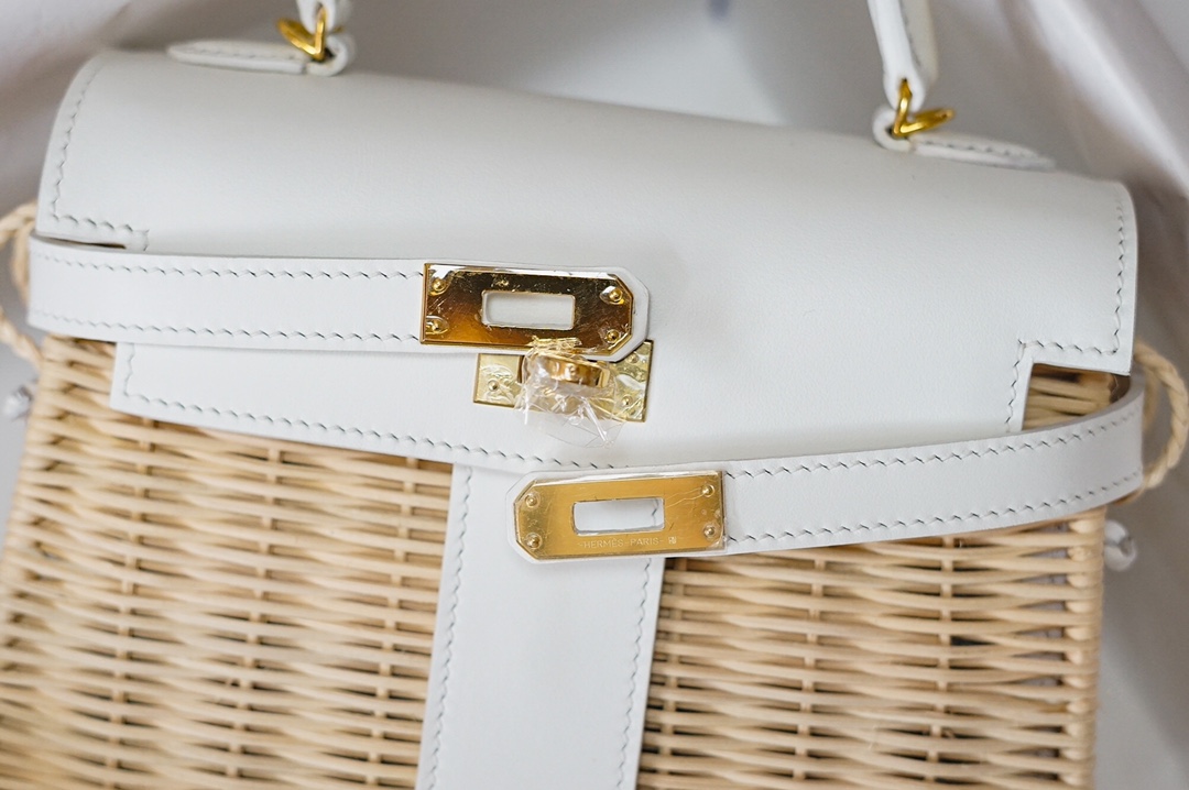Túi xách hermes Kelly Picnc màu trắng