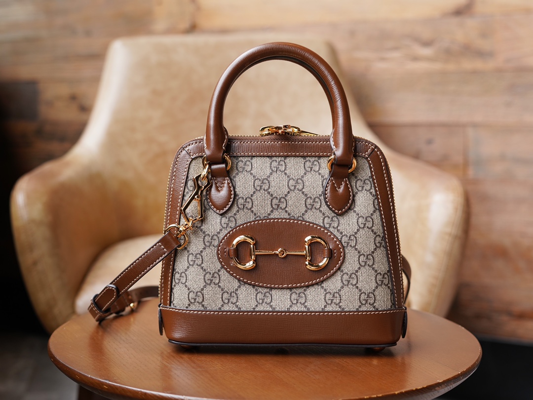 Túi Xách Nữ Mini Gucci Horsebit 1955 640716Logo Nâu 