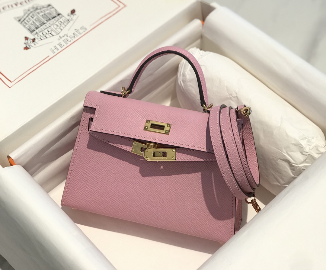 Túi xách hermes mini kelly màu hồng 