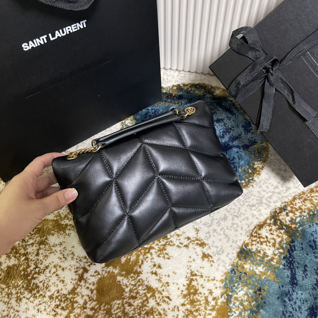Túi Xách YSL LououPuffer 759337 Màu Đen Khóa Vàng