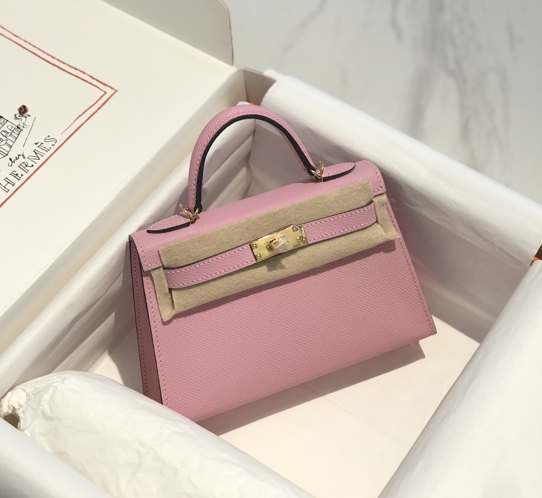 Túi xách hermes mini kelly màu hồng 