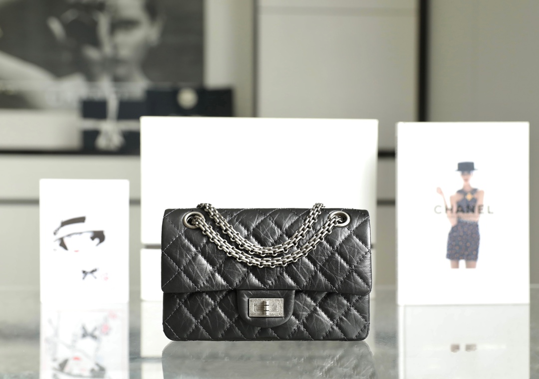 Túi xách Chanel 2.55 đen dây bạc 