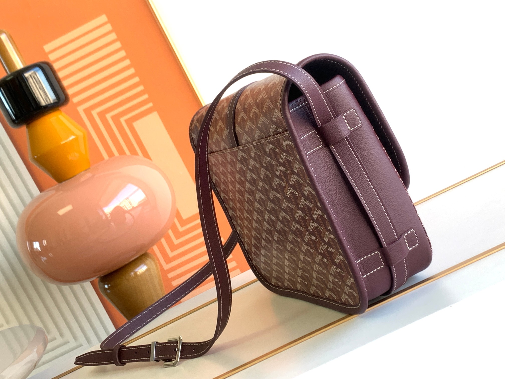 Túi Xách Nam Goyard Belvedere 8023 Màu Đỏ Đô 