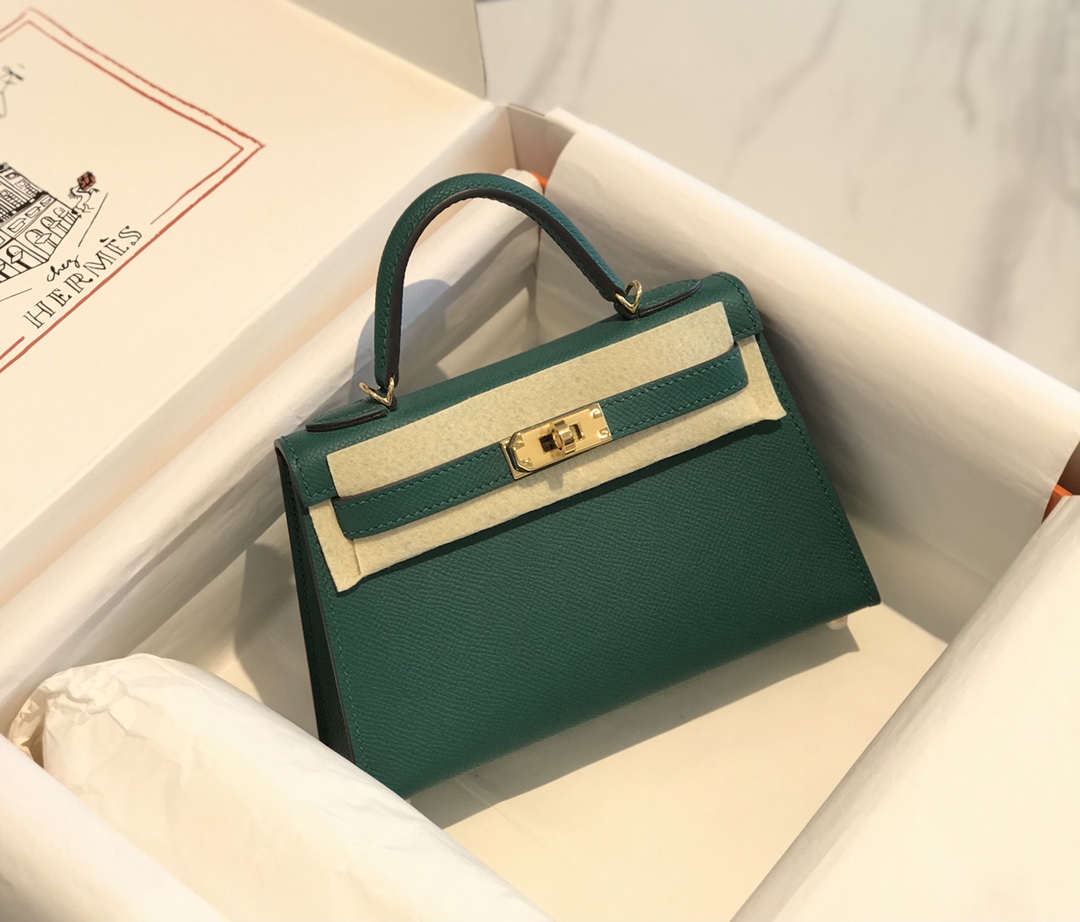 Túi xách hermes mini kelly màu xanh 