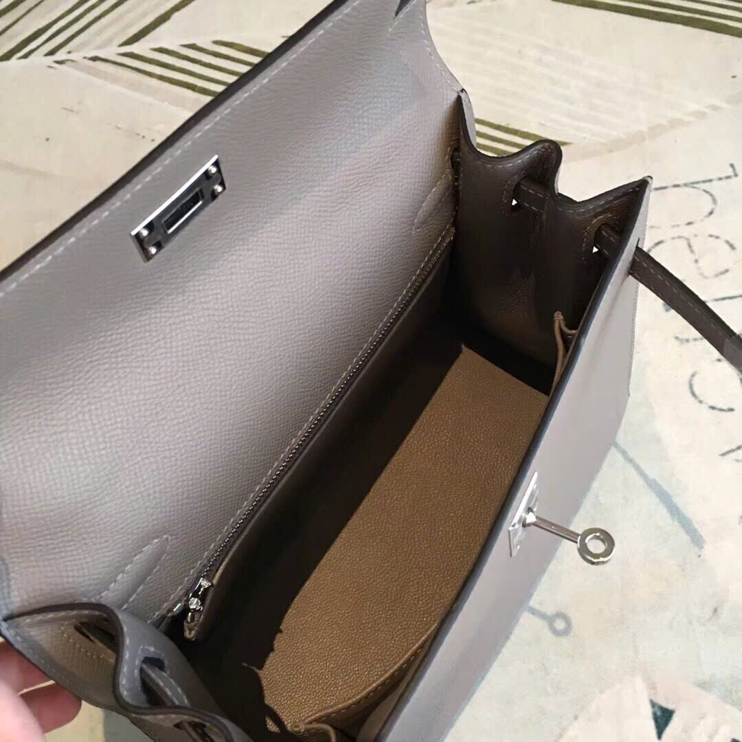 Túi xách Hermes Kelly màu xám 
