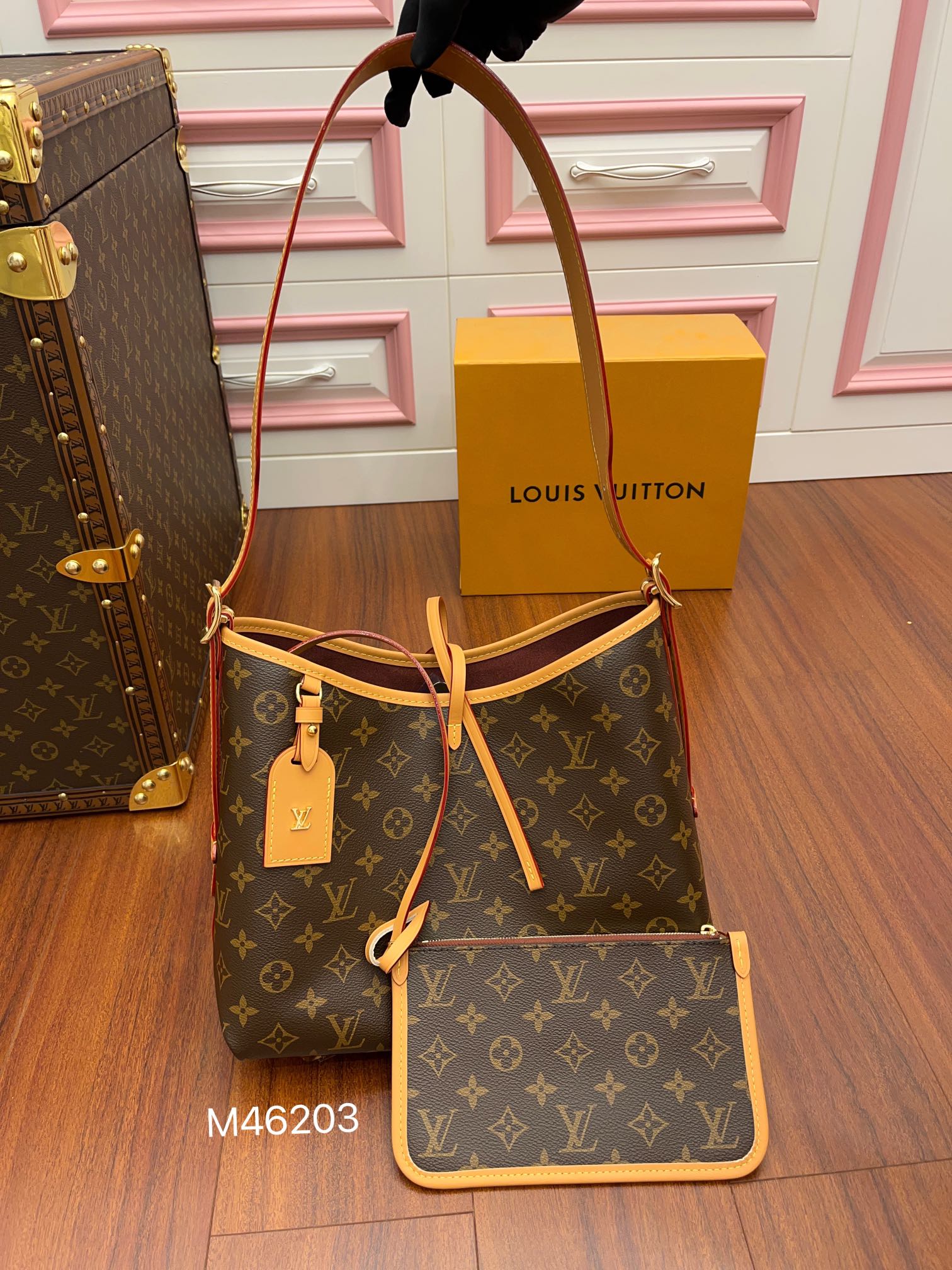 Túi Đeo Vai Nữ Louis Vuitton LV Carryall PM Bag M46203 Màu Nâu