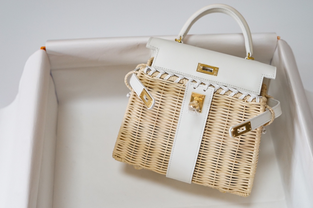 Túi xách hermes Kelly Picnc màu trắng