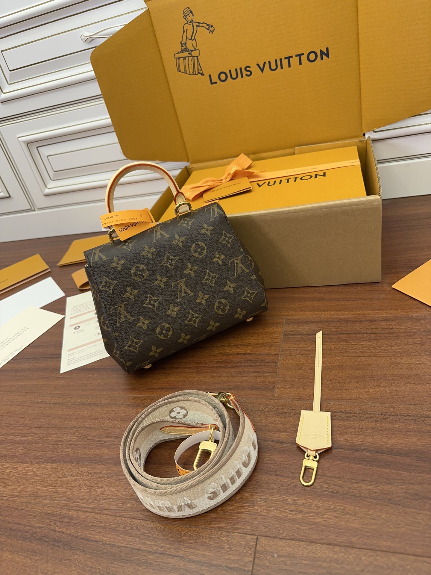 Túi Đeo Chéo Nữ Louis Vuitton LV Cluny Mini M46055 Màu Nâu
