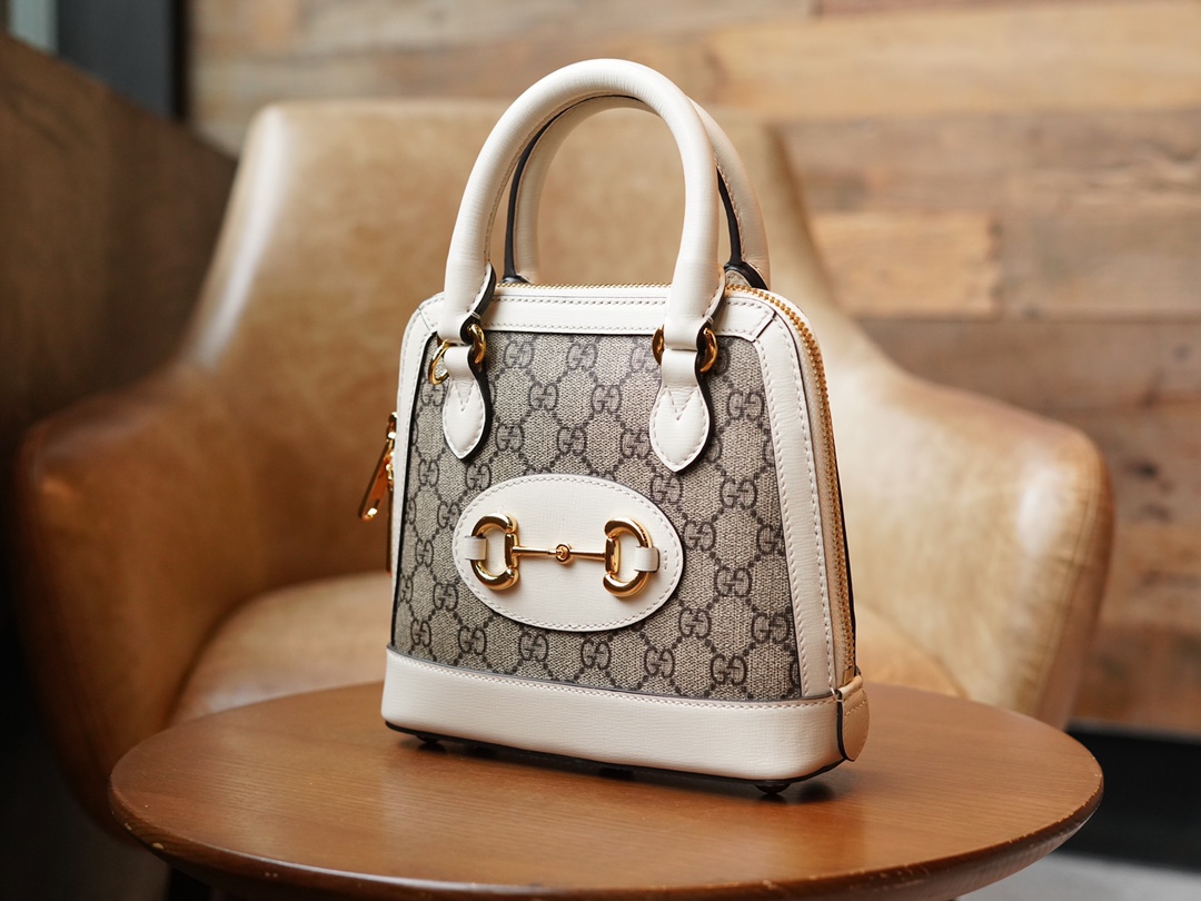 Túi Xách Nữ Mini Gucci Horsebit 1955 640716 Logo Trắng