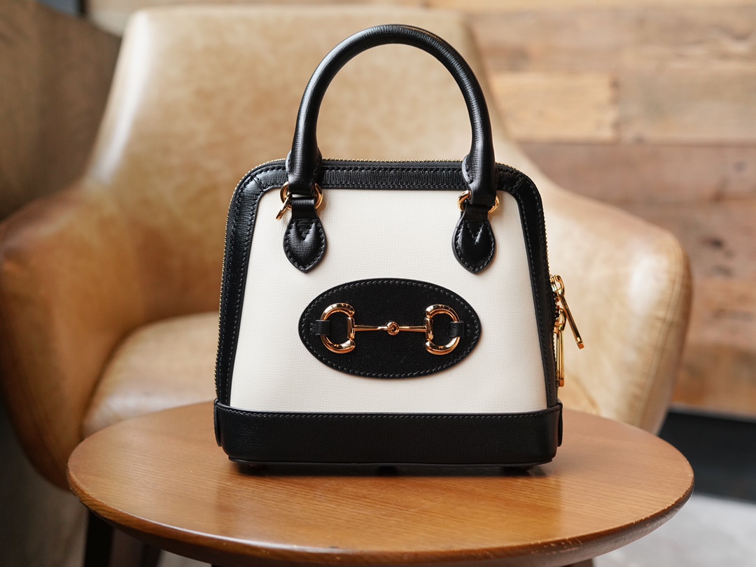 Túi Xách Nữ Mini Gucci Horsebit 1955 640716 Màu Trắng Mix Đen 