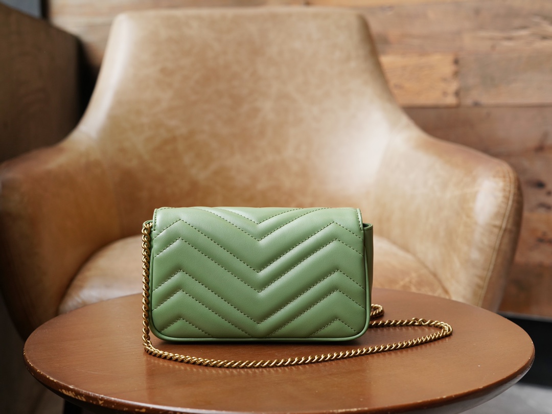 Túi Xách Nữ Sac Super Mini GG Marmont 476433 Màu Xanh Lá 