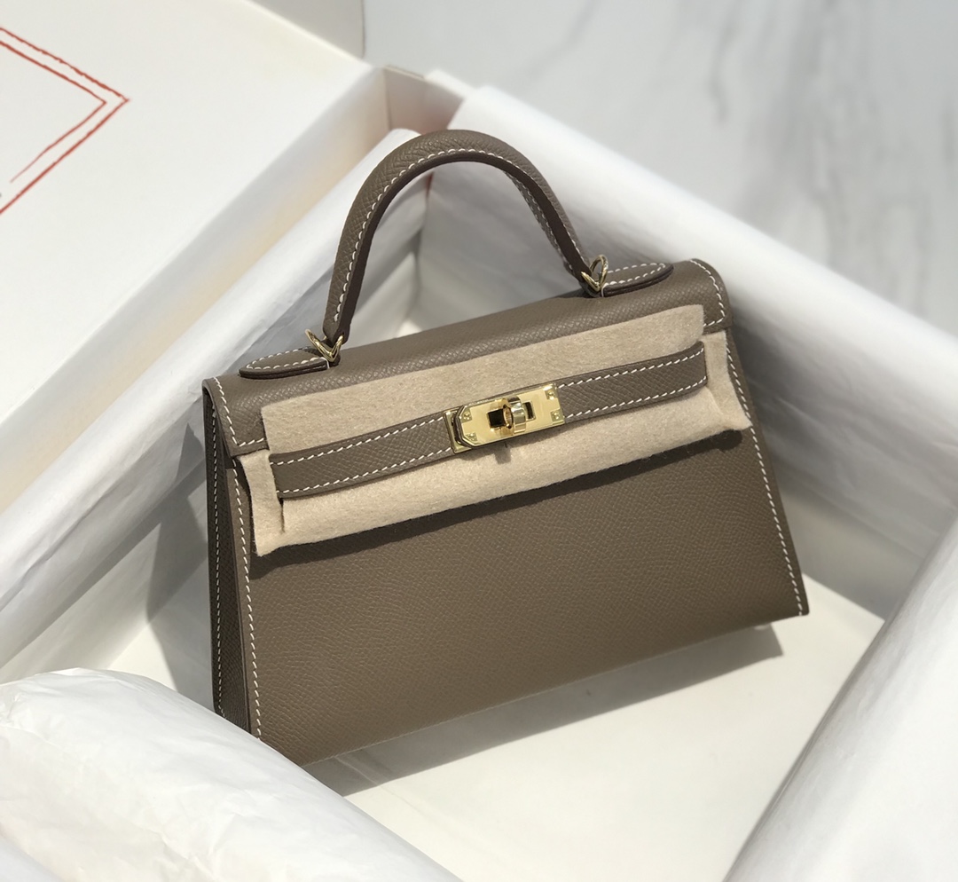Túi xách hermes mini kelly màu nâu 