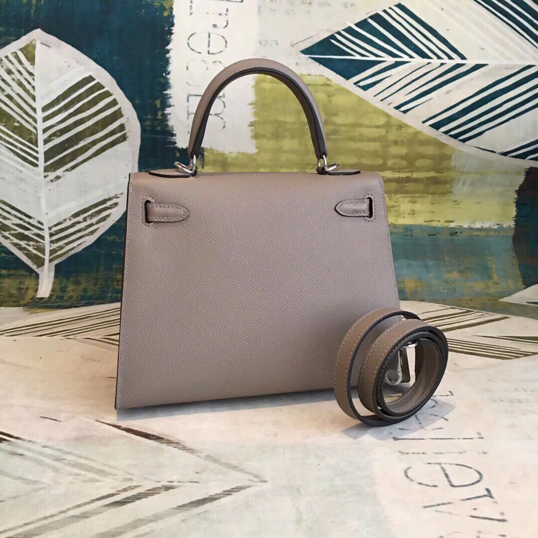 Túi xách Hermes Kelly màu xám 