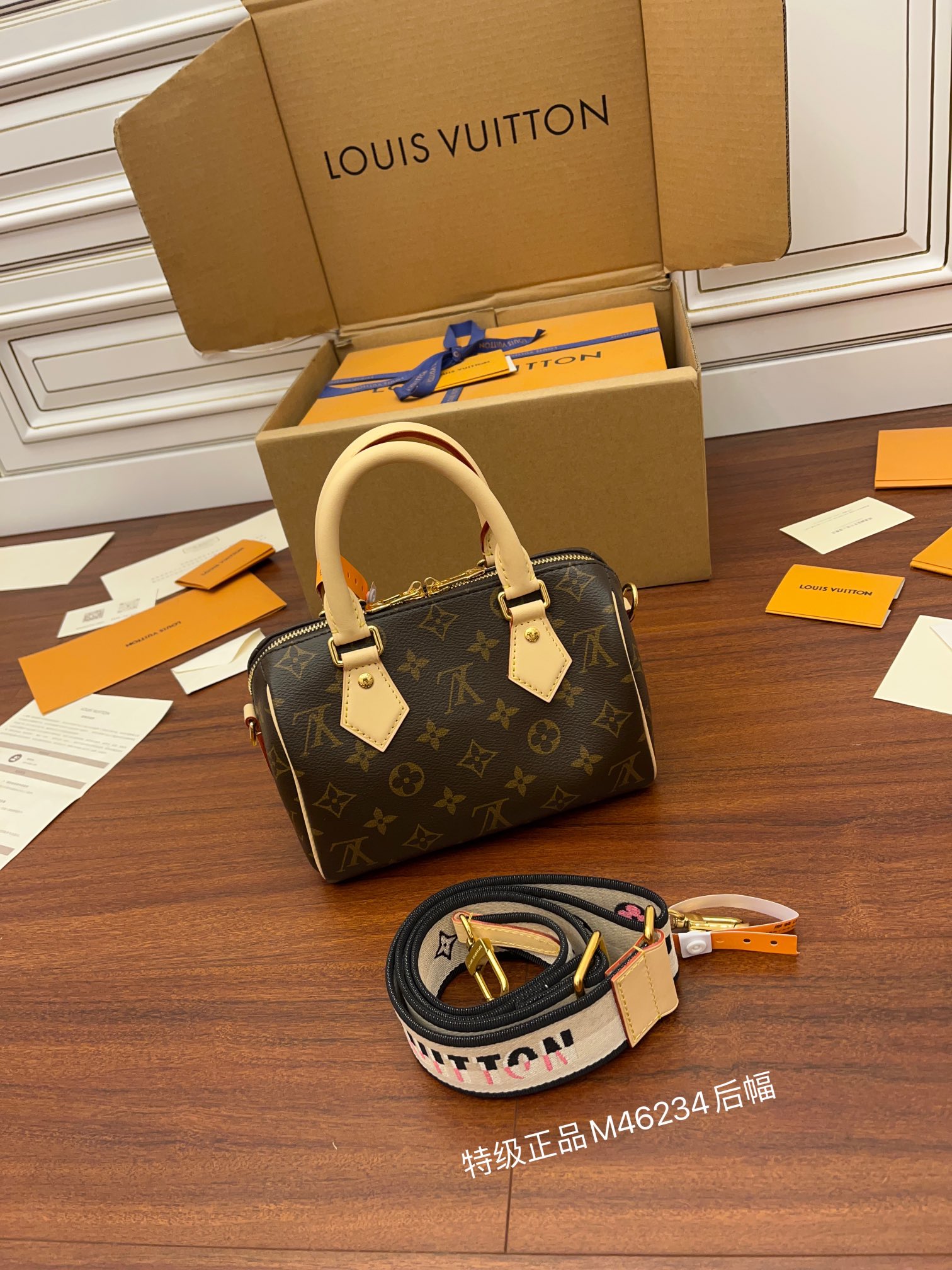 Túi Đeo Chéo Nữ Louis Vuitton LV Speedy Bandoulière 20 Black M46234 Màu Nâu N-HM