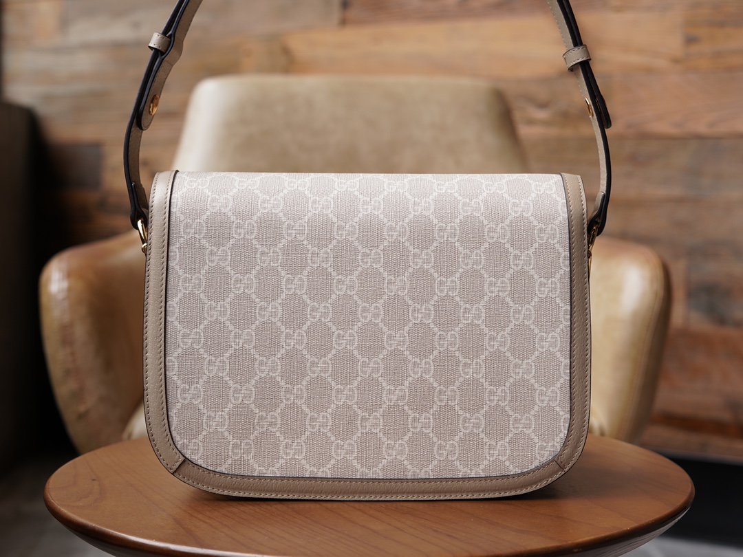 Túi Xách Nữ Gucci Horsebit 1955 602204 Logo Trắng