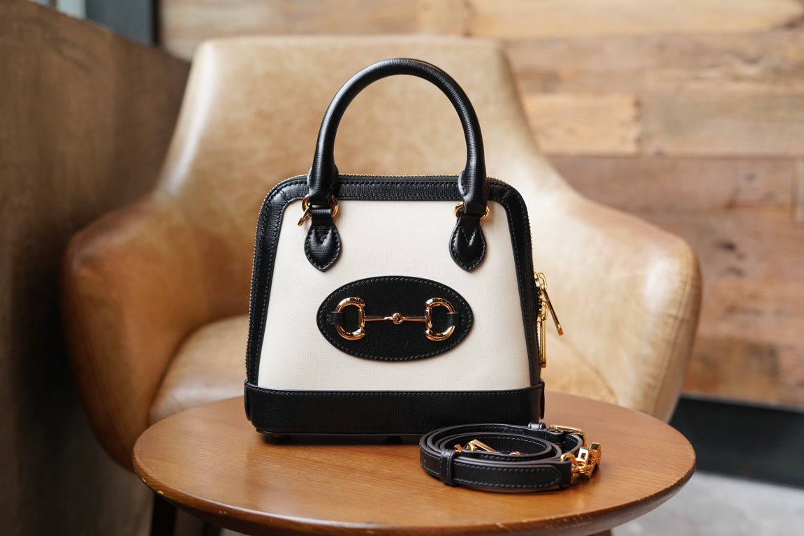 Túi Xách Nữ Mini Gucci Horsebit 1955 640716 Màu Trắng Mix Đen 