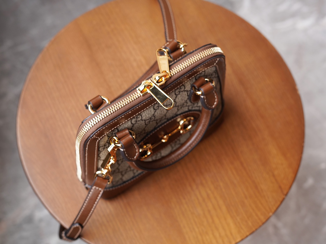 Túi Xách Nữ Mini Gucci Horsebit 1955 640716Logo Nâu 