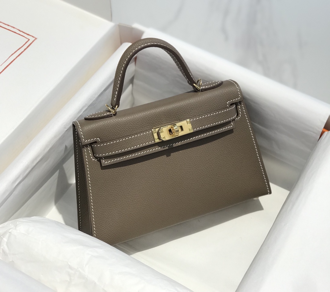 Túi xách hermes mini kelly màu nâu 