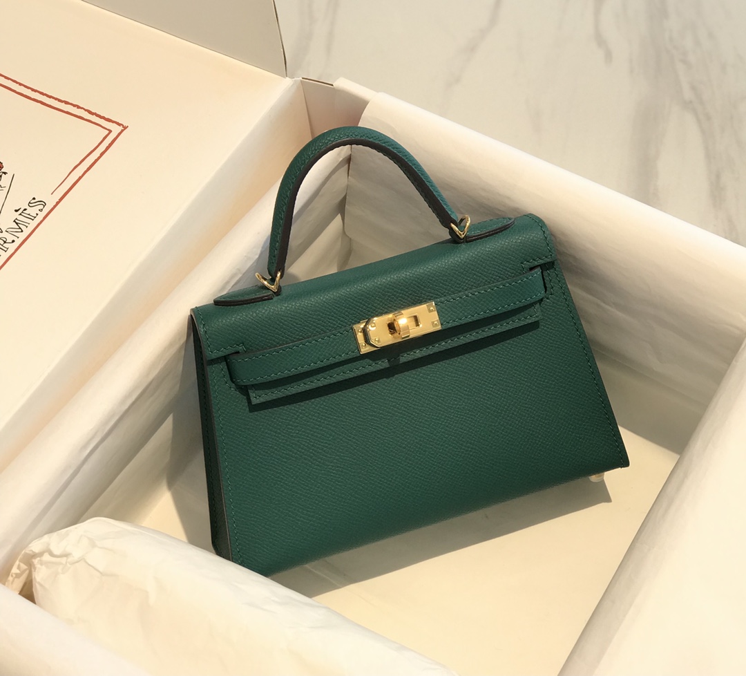 Túi xách hermes mini kelly màu xanh 