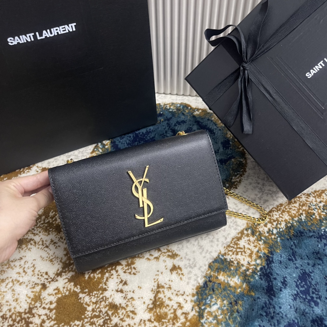 Túi Xách Nữ YSL KATE 377629 Màu Đen Khóa Vàng