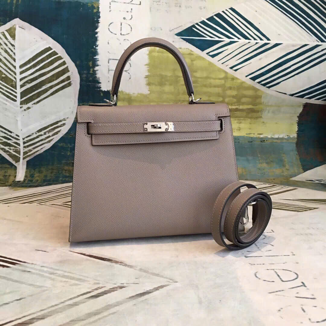 Túi xách Hermes Kelly màu xám 