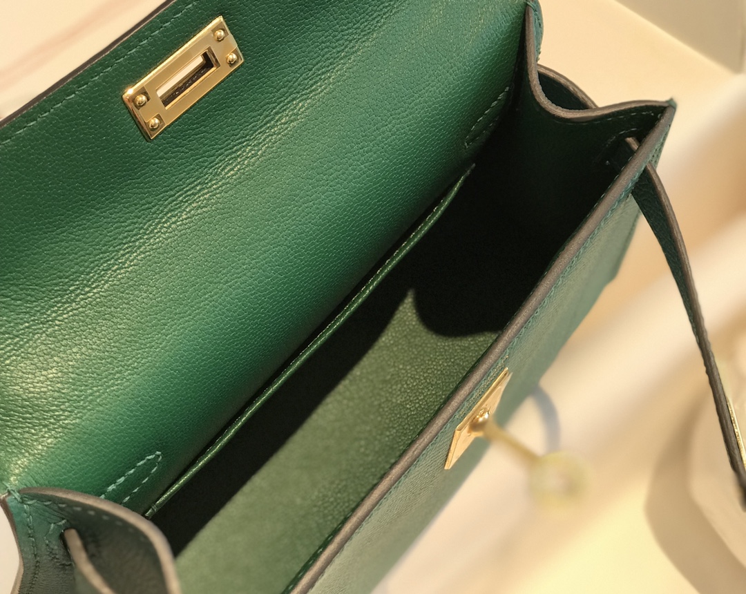Túi xách hermes mini kelly màu xanh 