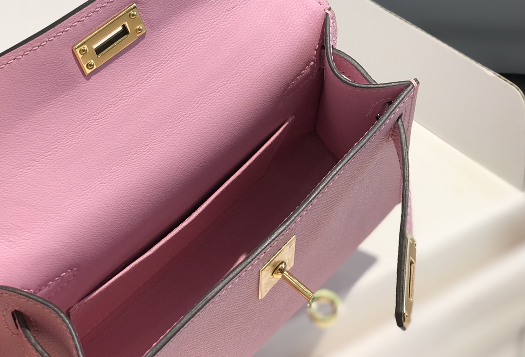 Túi xách hermes mini kelly màu hồng 