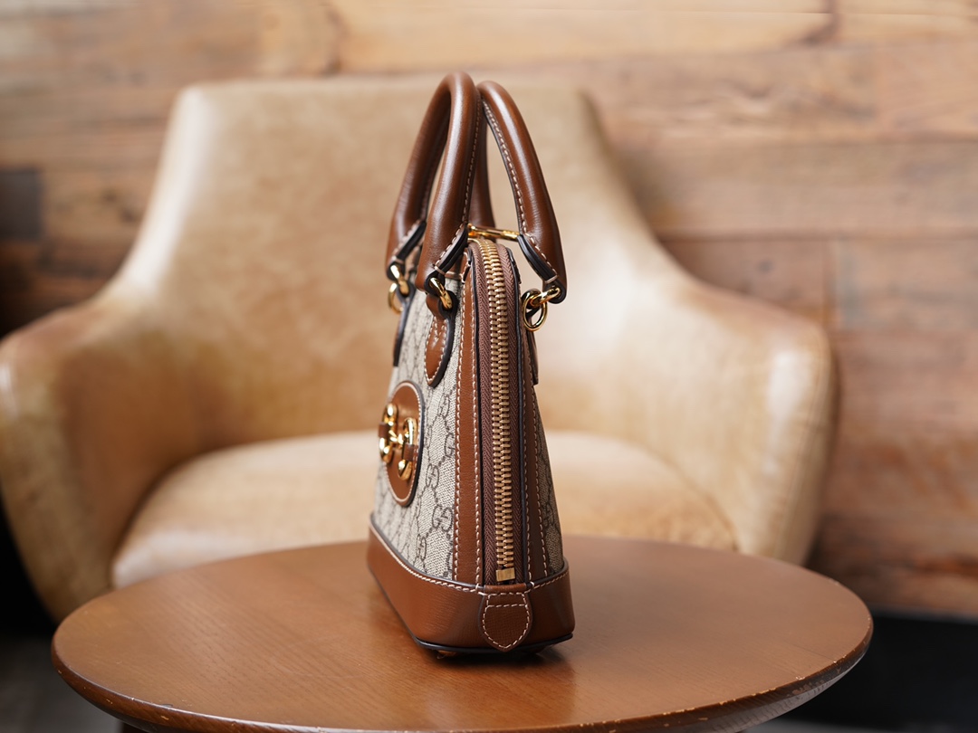 Túi Xách Nữ Mini Gucci Horsebit 1955 640716Logo Nâu 