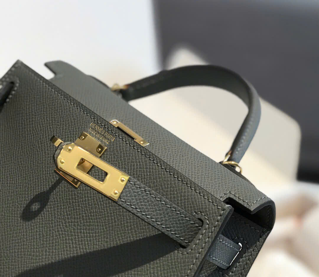 Túi xách Hermes Kelly Mini xanh rêu 