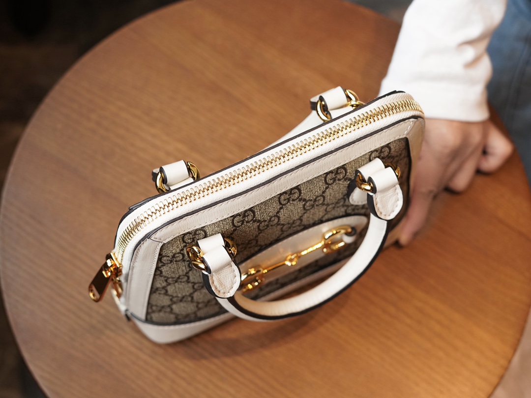 Túi Xách Nữ Mini Gucci Horsebit 1955 640716 Logo Trắng