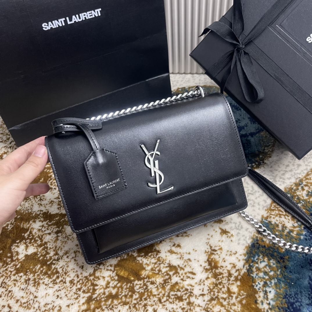 Túi Xách YSL SUNSET 442906 Màu Đen Khóa Bạc