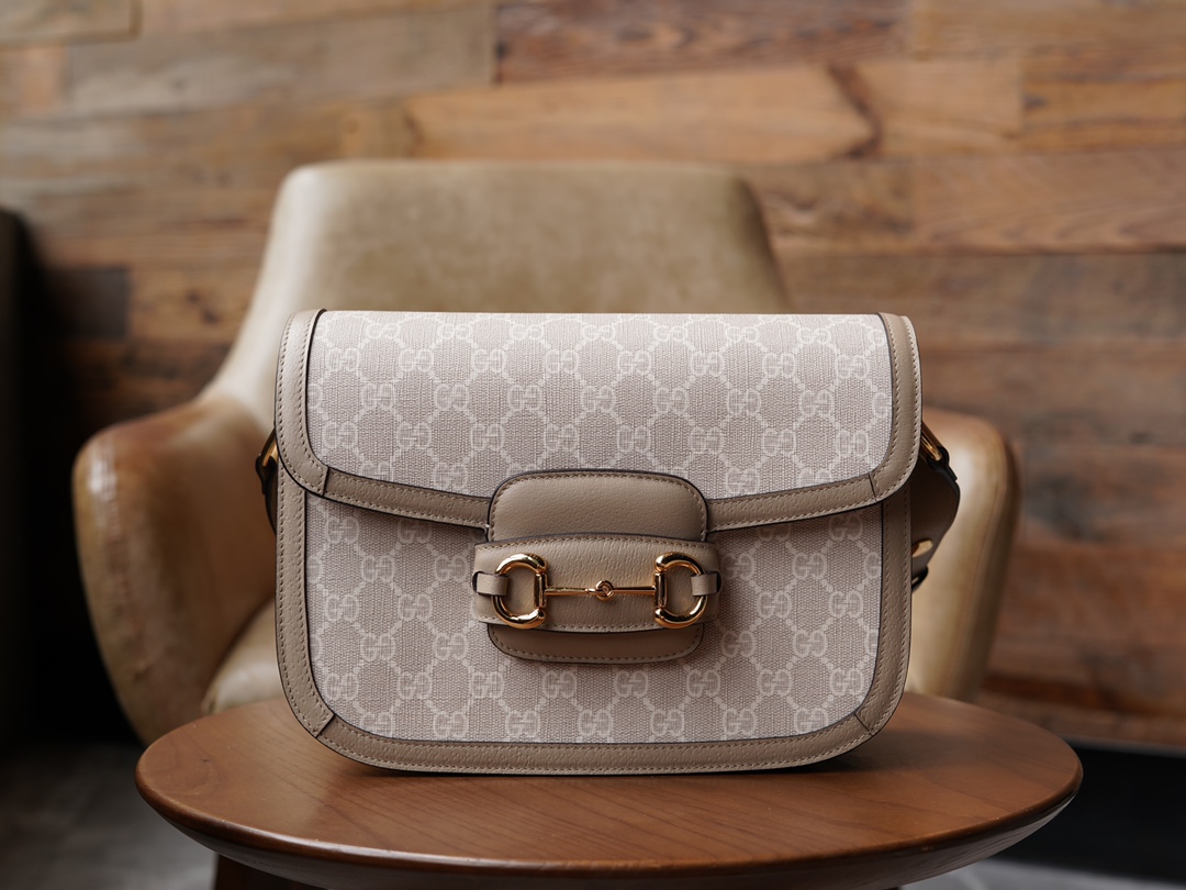 Túi Xách Nữ Gucci Horsebit 1955 602204 Logo Trắng