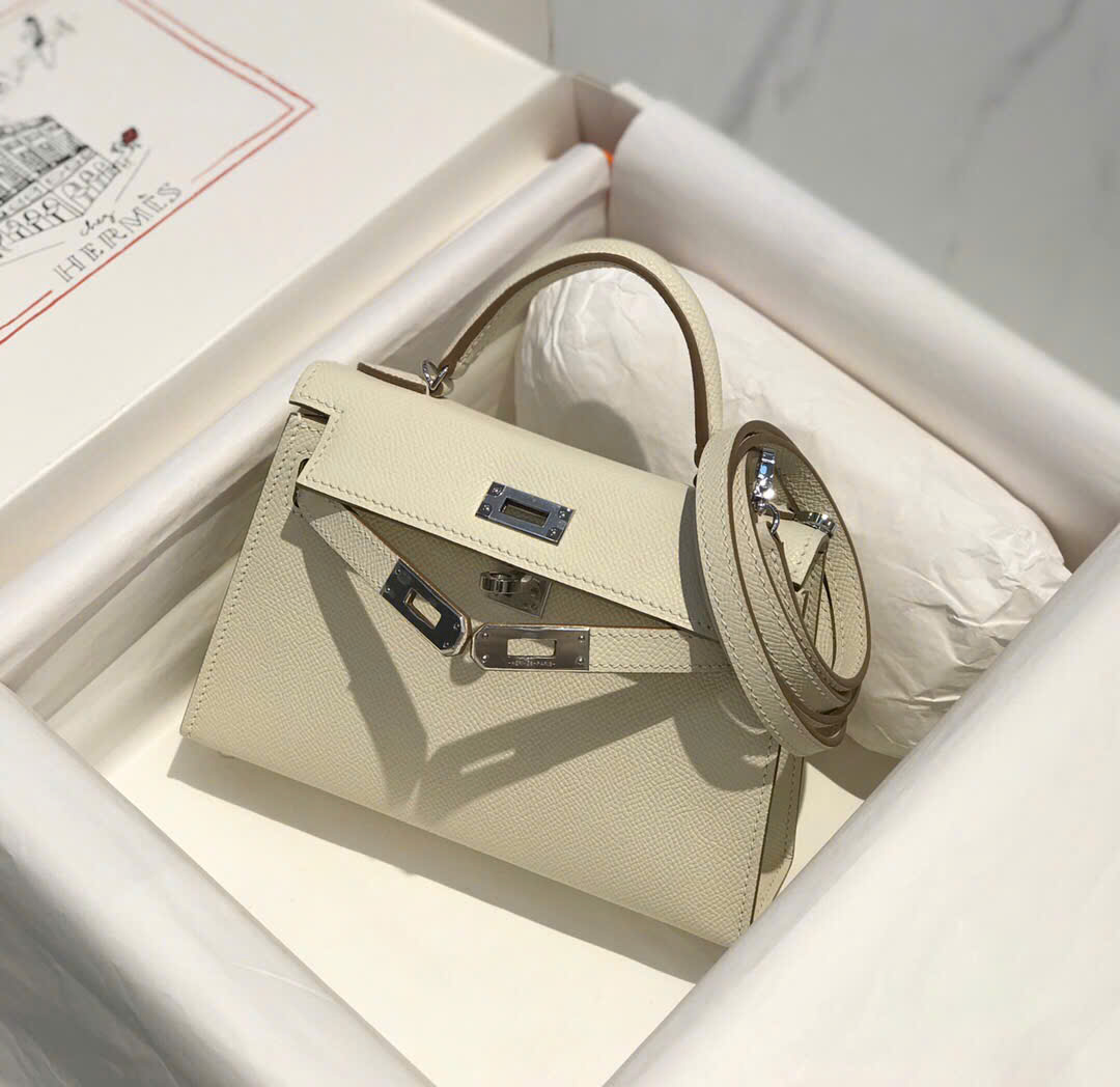 Túi xách Hermes Kelly Mini màu trắng 
