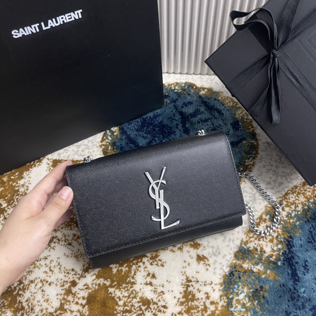 Túi Xách YSL KATE 377629 Màu Đen Khóa Bạc