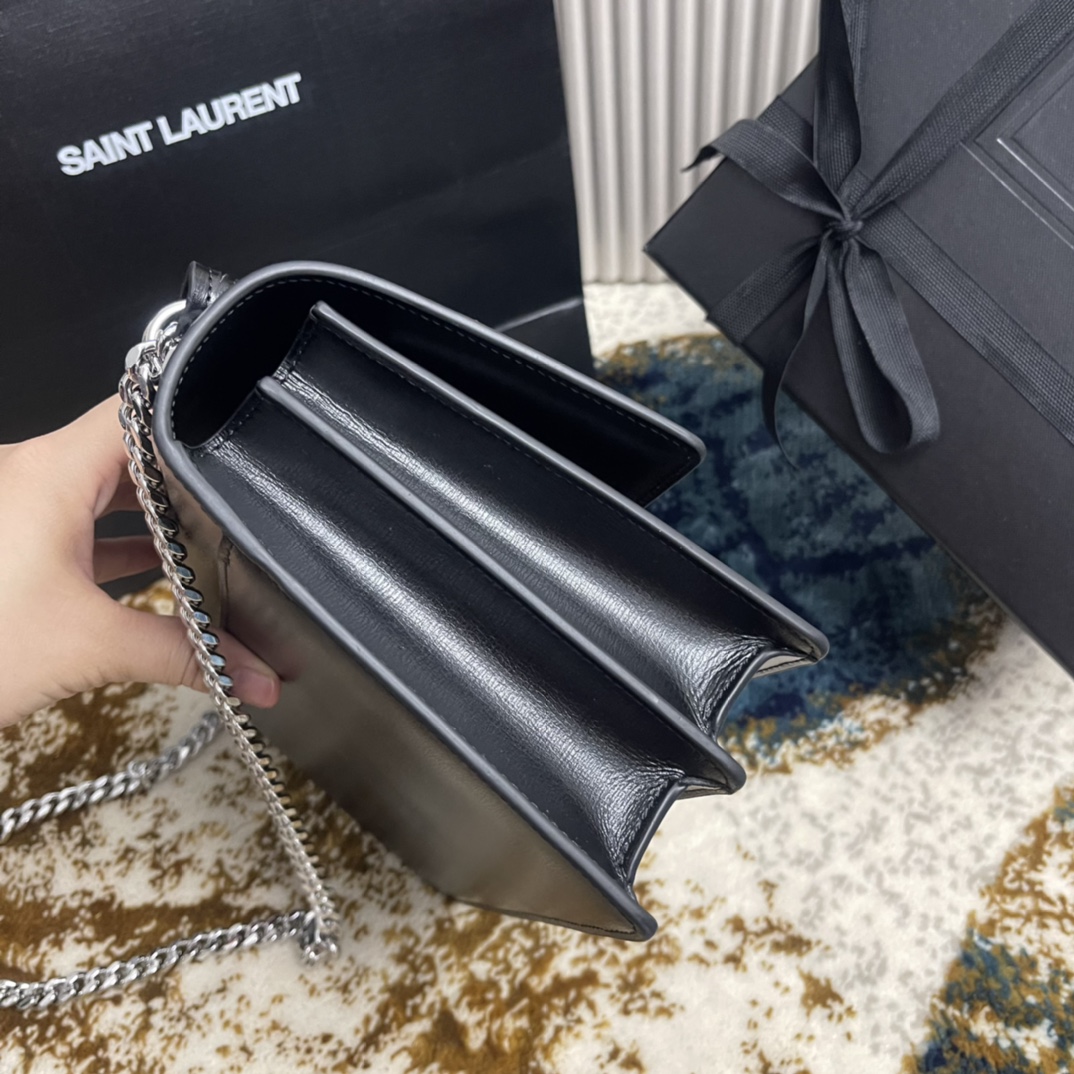 Túi Xách YSL SUNSET 442906 Màu Đen Khóa Bạc