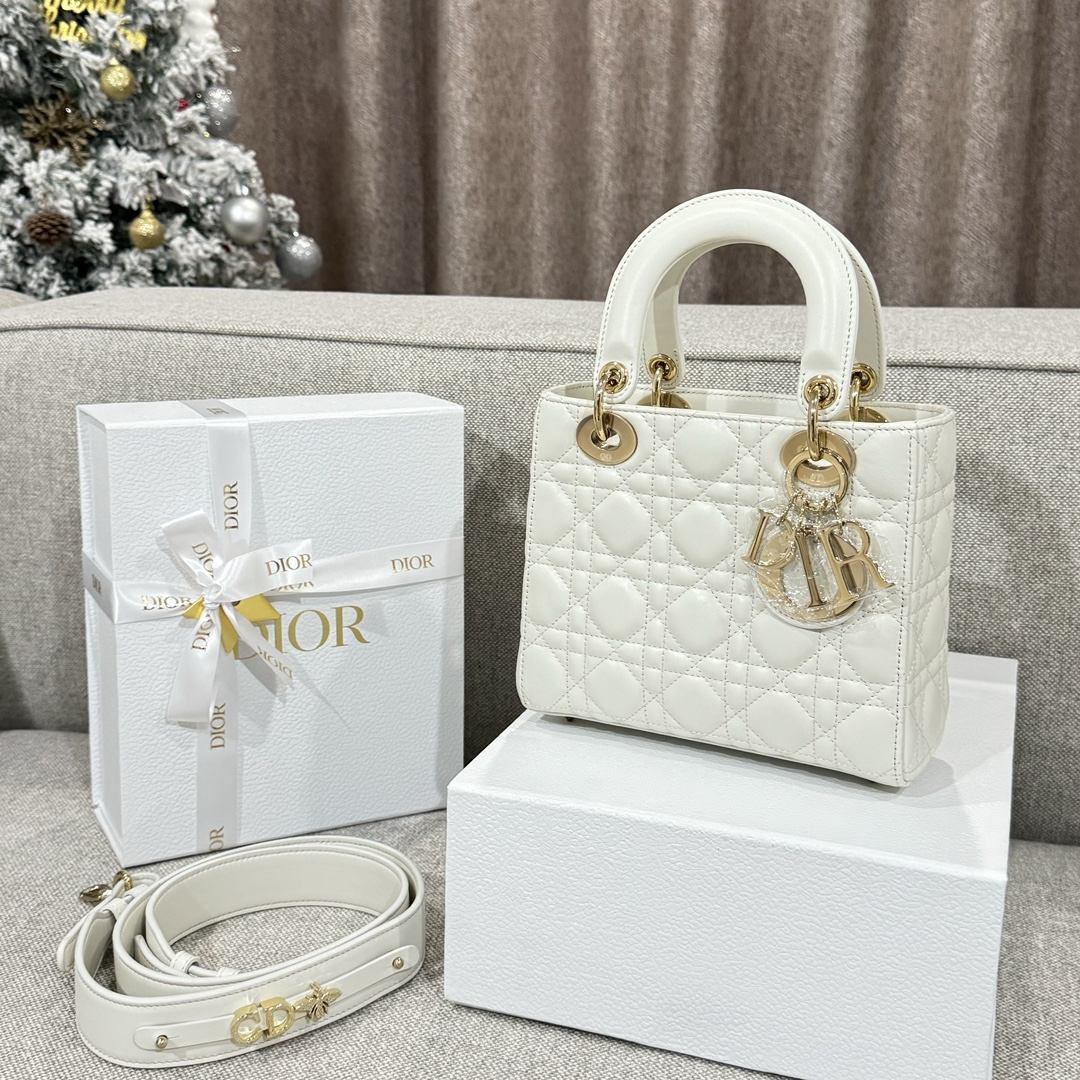 Túi Xách tay Lady Dior Nữ Màu Trắng