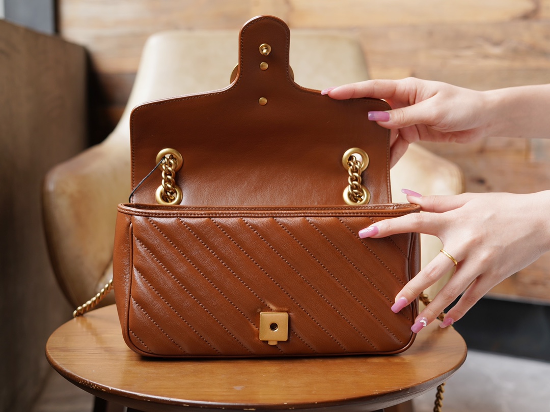 Túi Xách Nữ GG Marmont Petite Taille 443497 Màu Nâu