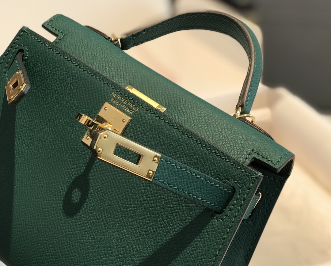 Túi xách hermes mini kelly màu xanh 
