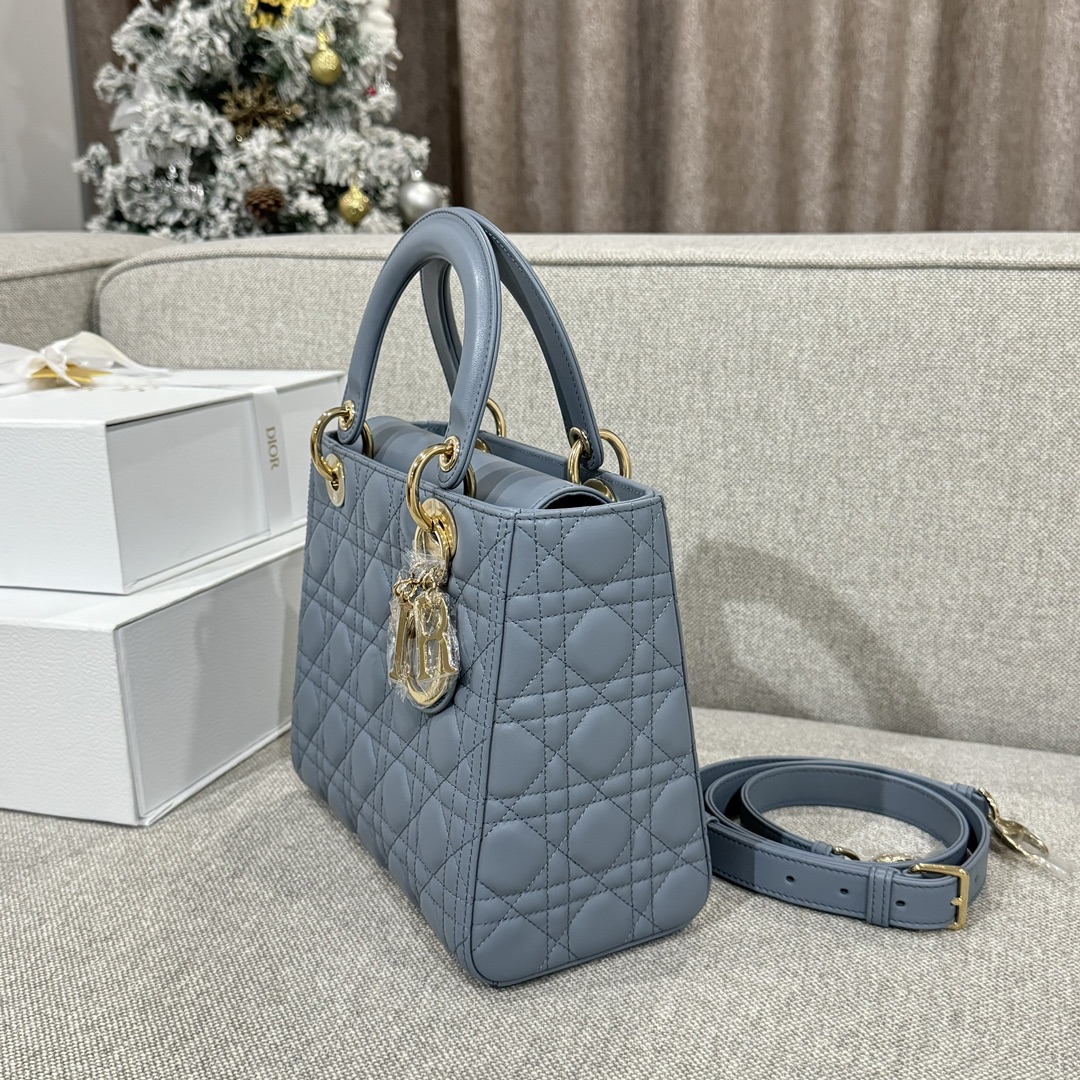 Túi Xách Tay Lady Dior Nữ Màu Xanh Dương Nhạt