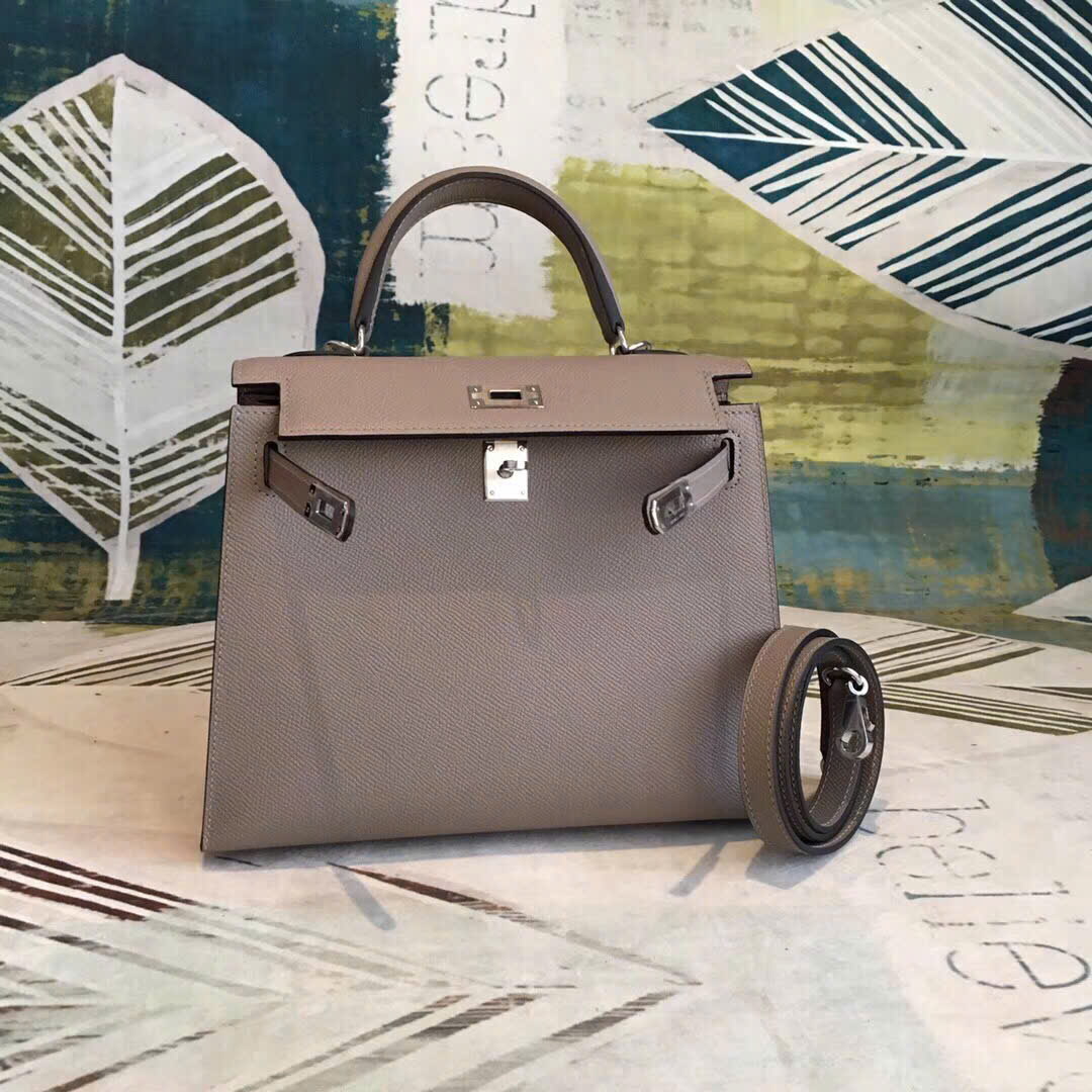 Túi xách Hermes Kelly màu xám 