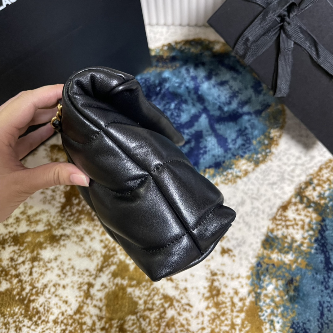 Túi Xách YSL LououPuffer 759337 Màu Đen Khóa Vàng
