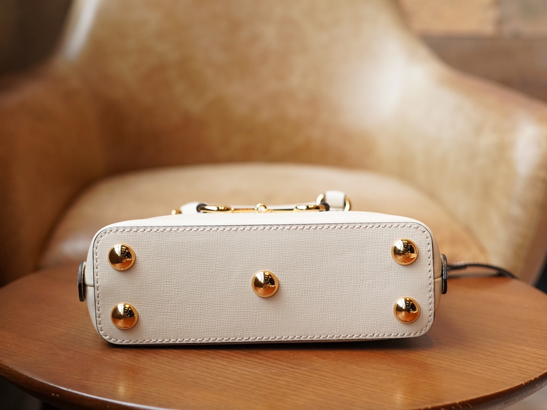 Túi Xách Nữ Mini Gucci Horsebit 1955 640716 Logo Trắng