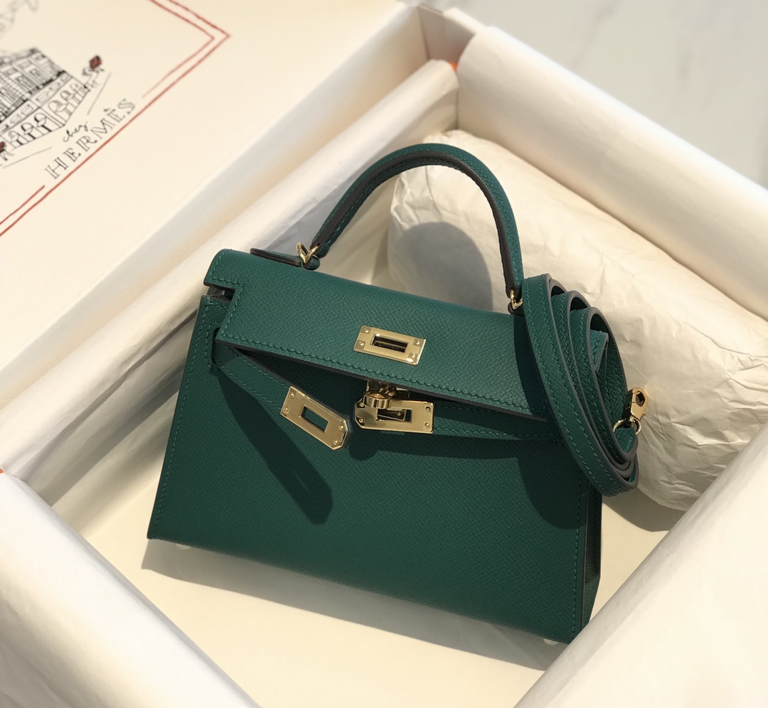 Túi xách hermes mini kelly màu xanh 