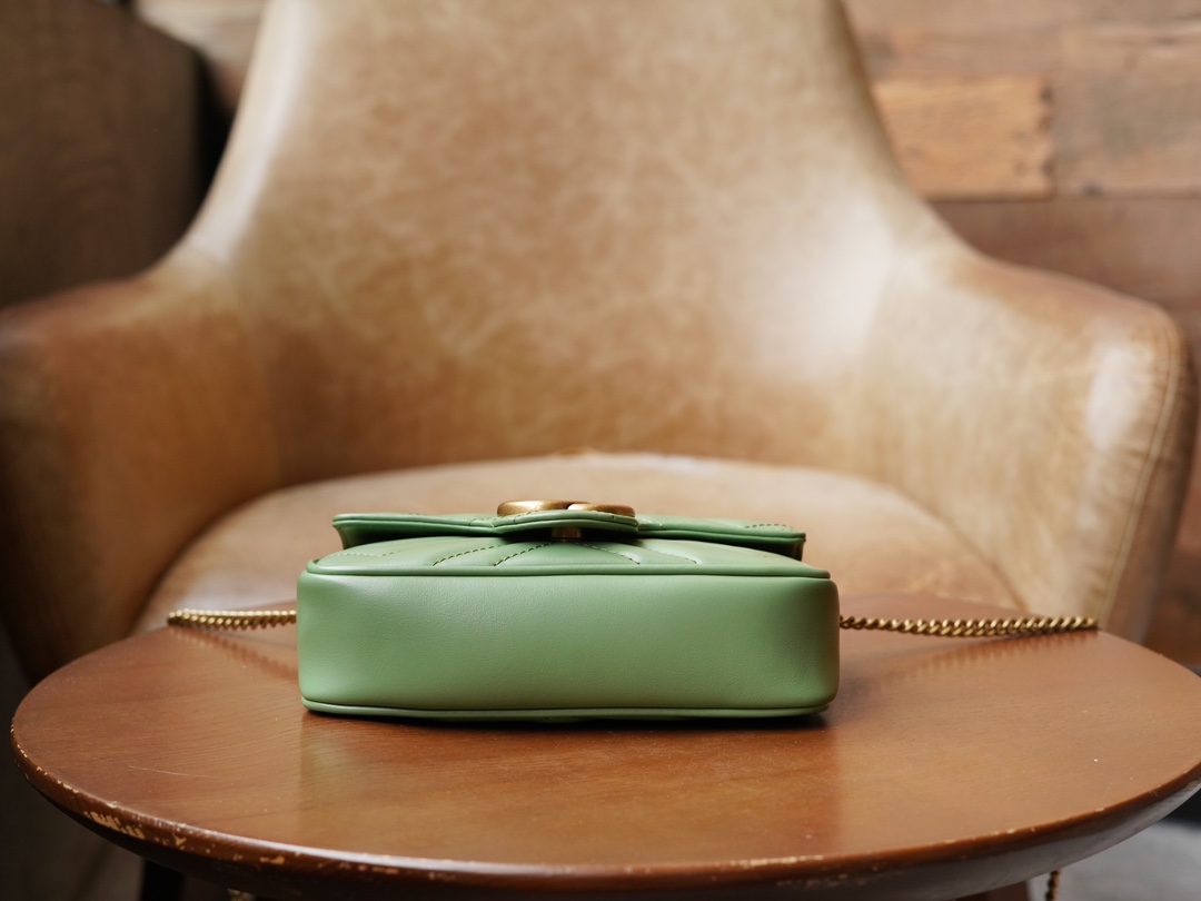 Túi Xách Nữ Sac Super Mini GG Marmont 476433 Màu Xanh Lá 