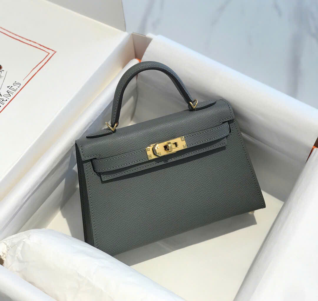 Túi xách Hermes Kelly Mini xanh rêu 