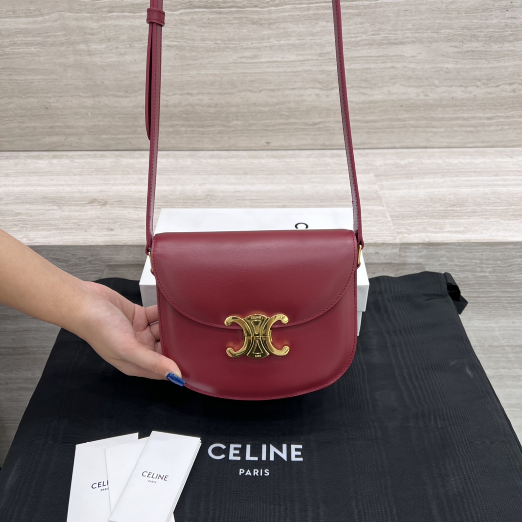 Túi Xách Celine Teen Besace Triomphe 110413 Màu Đỏ Đô 